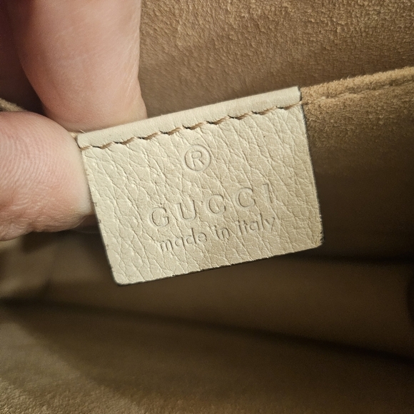 Gucci Butterfly Mini Shoulder Bag – Web Stripe, Cream Leather (Style 505383) - Picture 11 of 13